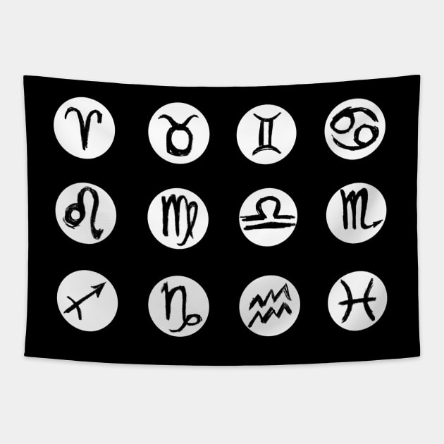 Black and white zodiac tapestry store