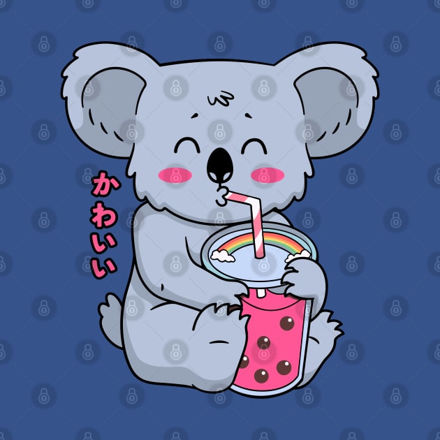 Kawaii Koala Drinking Bubble Tea by Bruno Pires