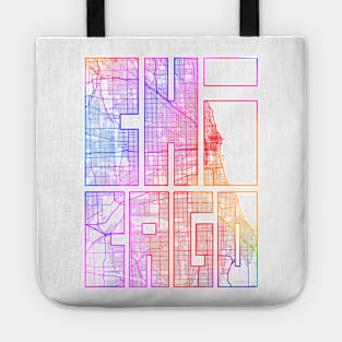 Chicago, USA City Map Typography - Colorful Tote