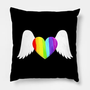 LGBT Heart With Angel Wings Lesbian Gay Pride Pillow