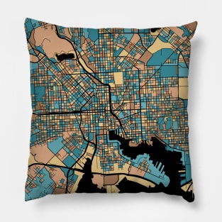 Baltimore Map Pattern in Mid Century Pastel Pillow