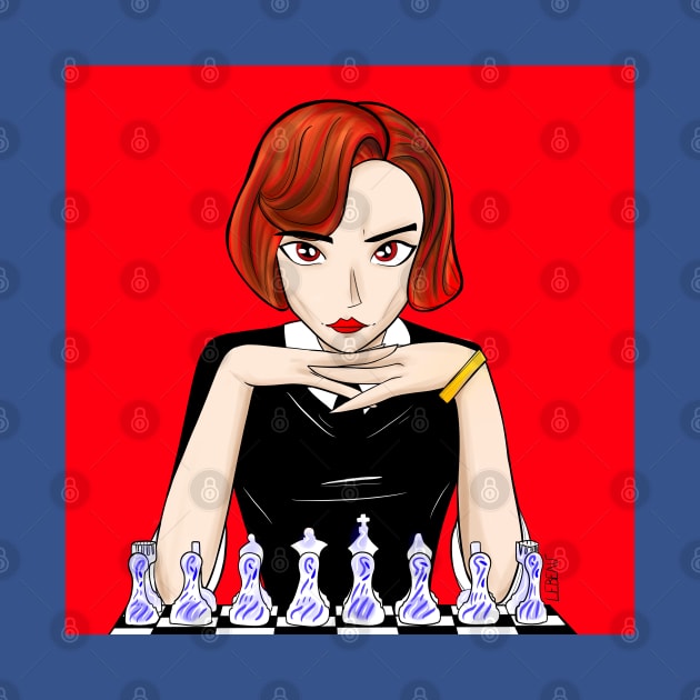 beth harmon the chess master in queen's gambit by jorge_lebeau