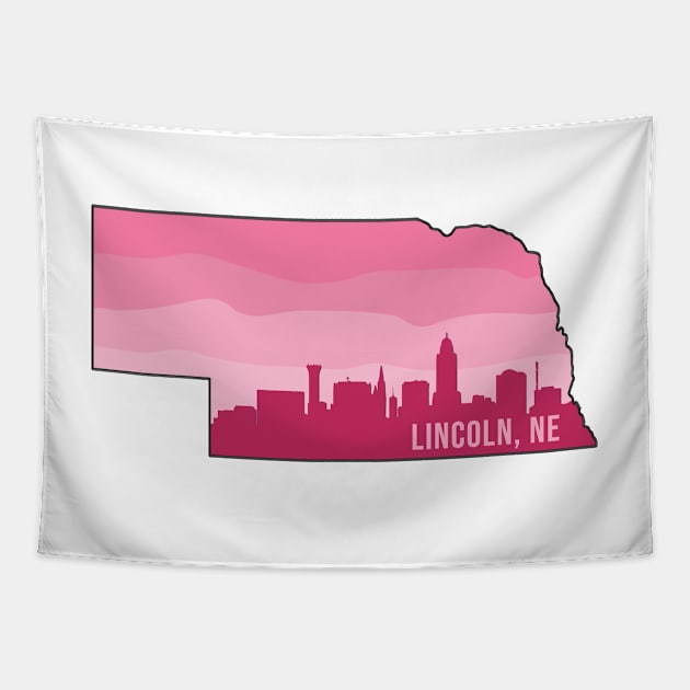 Nebraska Lincoln Skyline Pink Tapestry by sydneyurban