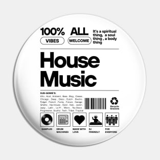 HOUSE MUSIC - Product Label (Black) Pin