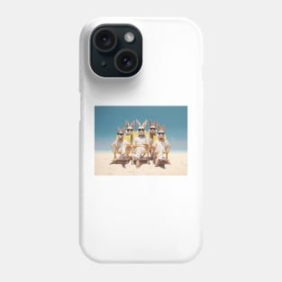 5 Rabbits Sunbathing On Deckchairs One The Beach Wearing Sun Glasses With Bow Ties Phone Case