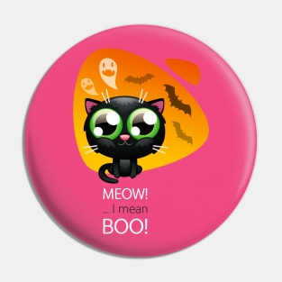 Halloween Greeting Card with Cat Pin