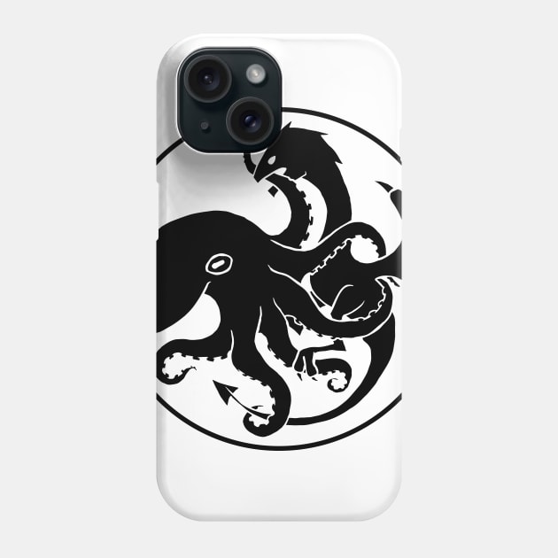 Dragon and Kraken BLK Phone Case by mycologist