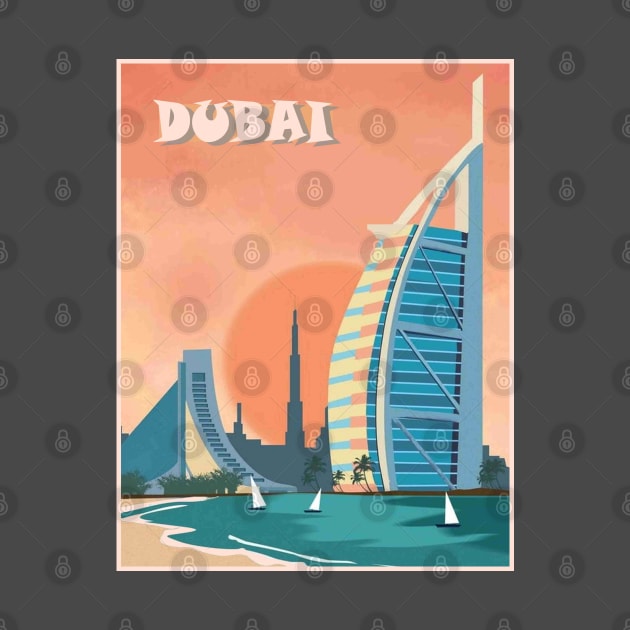 Dubai Hotel and Waterfront Mid East Vacation Print by posterbobs