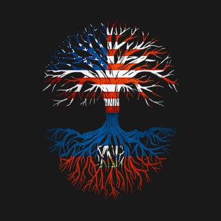 American Grown Haitian Roots Tree Haiti Flag Usa Flag T-Shirt