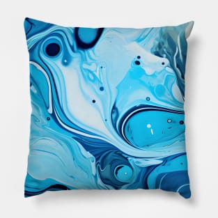 Azure Swirls Fluid Painting Pillow