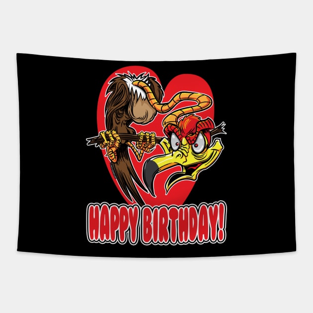 Happy Birthday Buzzard Tapestry by eShirtLabs