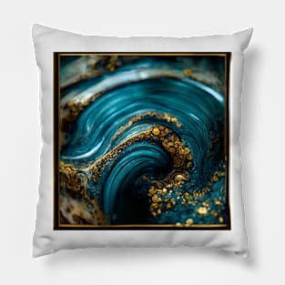 Golden aqua swirl Pillow