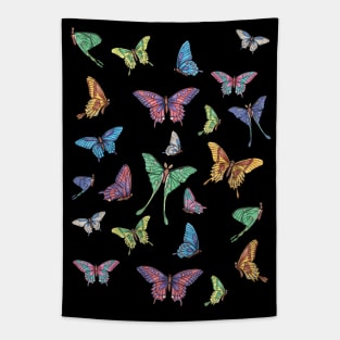 Flying butterflies and Luna moth Tapestry