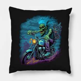 Zombie riding a motorcycle Pillow