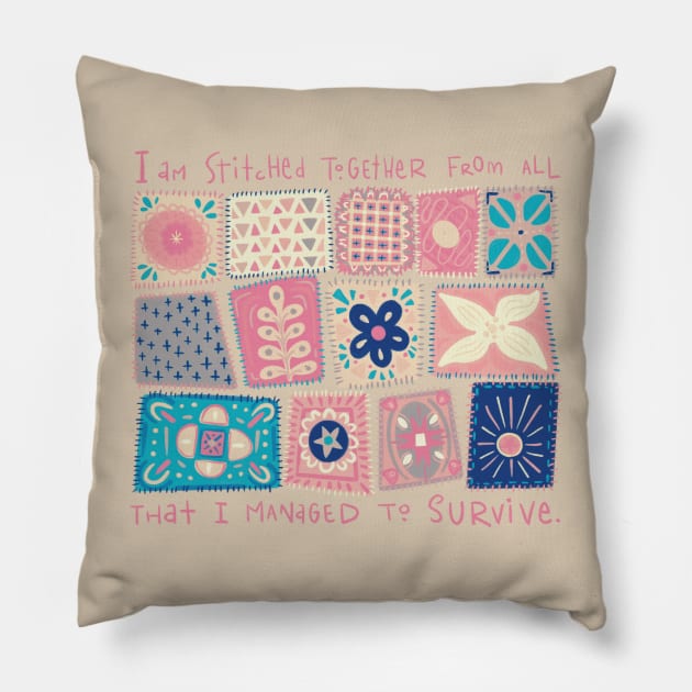 Patchwork Person - Pink Pillow by Bittersweet & Bewitching