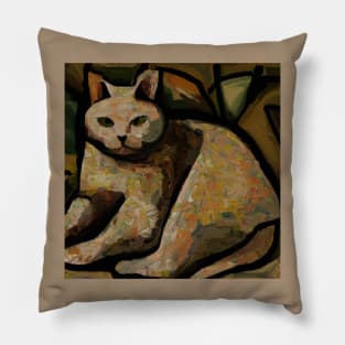 Tabby Cat in the Style of Cezanne Pillow