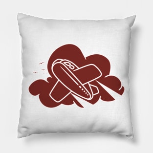 airplane flying through the clouds Pillow