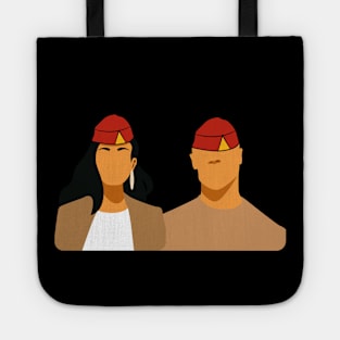 Madeira Island female and male couple no face illustration using the traditional folklore hat Tote