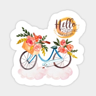 watercolor flower bicycle Magnet