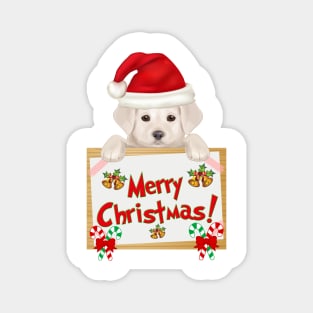 Merry Christmas Yellow Labrador Retriever Puppy! Especially for Lab owners! Magnet