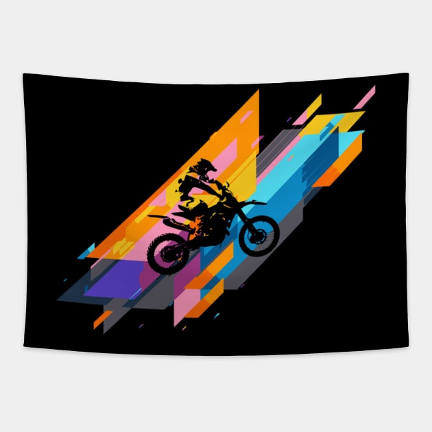 Motorcross Dirt Bike Rider Biker Motorist Motorcycle Tapestry by SperkerFulis