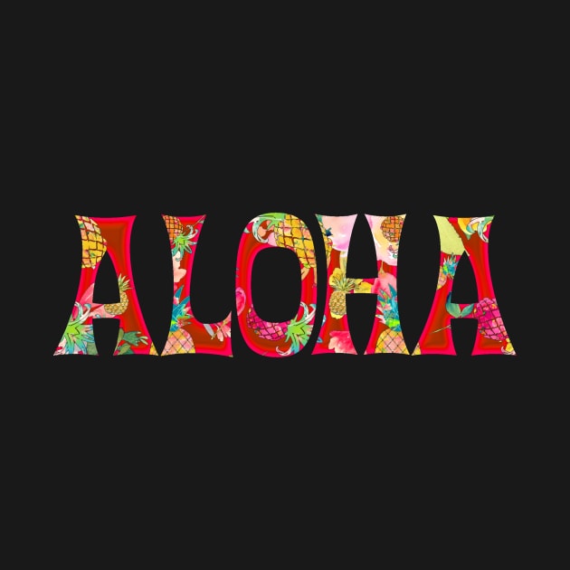 Aloha! Typography Pineapples Collage by PixDezines