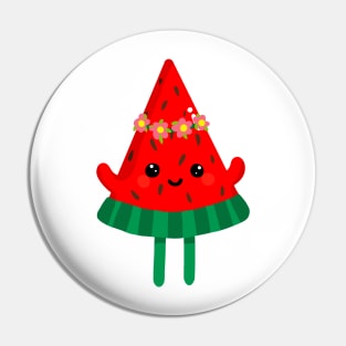 Cute watermelon with flower hat Pin