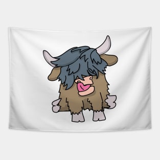 Grey Highland Cow Blep Tapestry