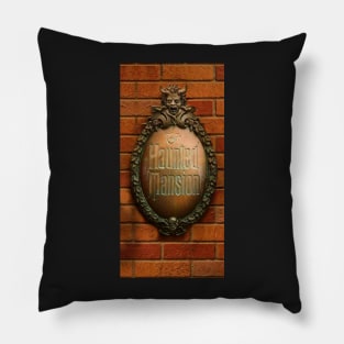 Haunted Mansion Board In The Brick Wall Pillow