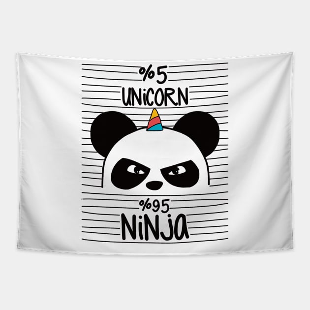 Ninja x Unicorn Cute Panda Funny Kids Girls Design Tapestry by estelA_Sunday