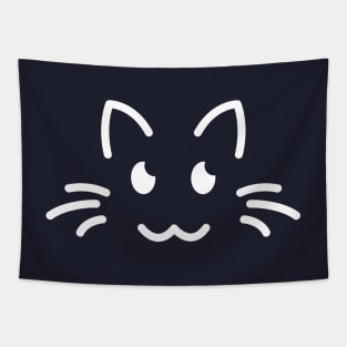 Meow! - Cute Cat Face Line Art - White Tapestry