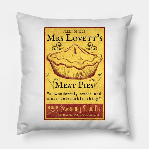 Mrs Lovett's Meat Pies - Sweeney Todd Musical Pillow by sammimcsporran