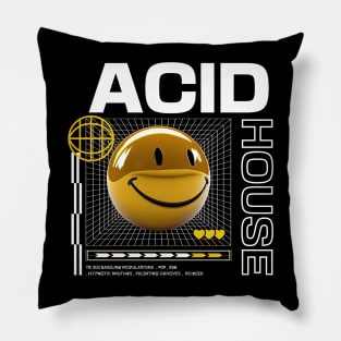 ACID HOUSE  - 3D Smiley (yellow/white) Pillow