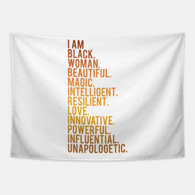 I Am Black, Woman, Beautiful. | African American | Black Lives | Black Women Matter Tapestry by UrbanLifeApparel