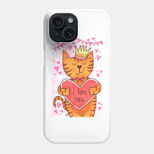 I Love Mew Cat Phone Case by RuthMCreative