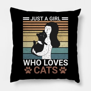 Just a Girl Who Loves Cats Cute Vintage Gift Idea Pillow