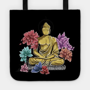 Golden Buddha Purnima Sit on Flower Tote