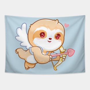 Love Cupid Kawaii Sloth Valentine Tapestry