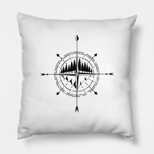 Nature Compass Pillow by SommersethArt