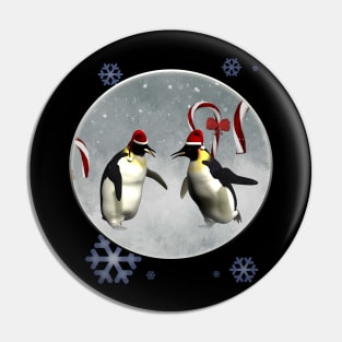 Funny penguin in a winter landscape Pin