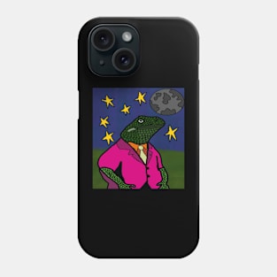 lizard looking at moon Phone Case