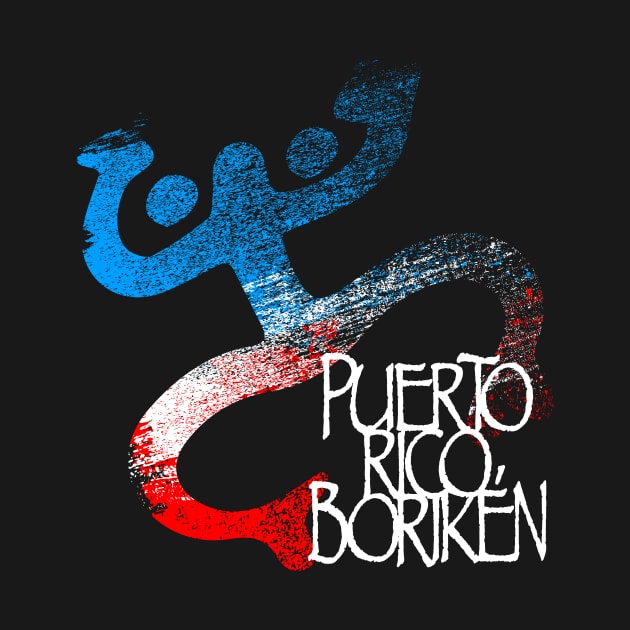 Koki Taino Puerto Rico Flag Colors Grunge Style by Pro Art Creation