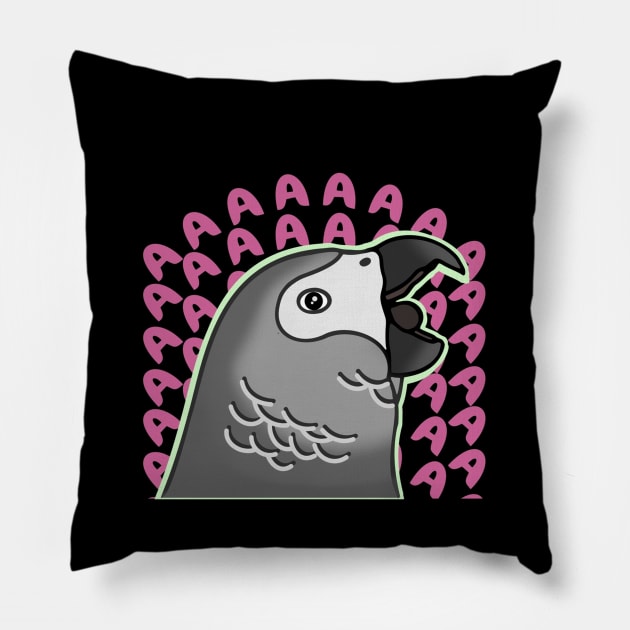 African grey parrot Pillow by janielwugcat