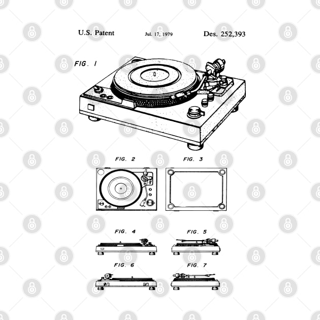 Patent Blueprint - 1979 Vinyl Record Player by MadebyDesign