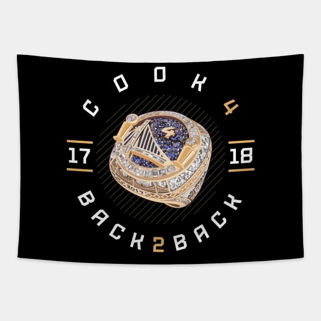 Quinn Cook 4 Back 2 Back Championship Ring 2017-18 Tapestry by teeleoshirts