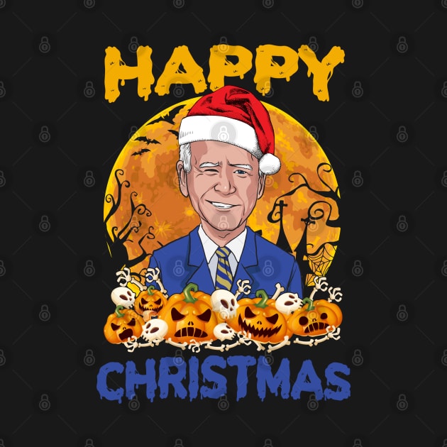 Anti Joe Biden Funny Halloween Happy Christmas Santa Hat by wonderws