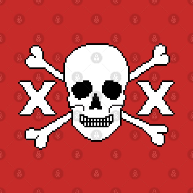 Pixelated Straight Edge Skull and Crossbones XXX by pookiemccool