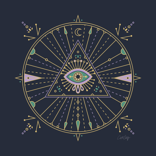 Purple & Green Evil Eye Mandala by CatCoq