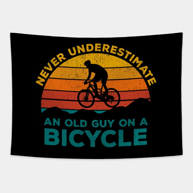 Never Underestimate An old Guy On A Bicycle - Christmas Gift Idea Tapestry by Zen Cosmos Official