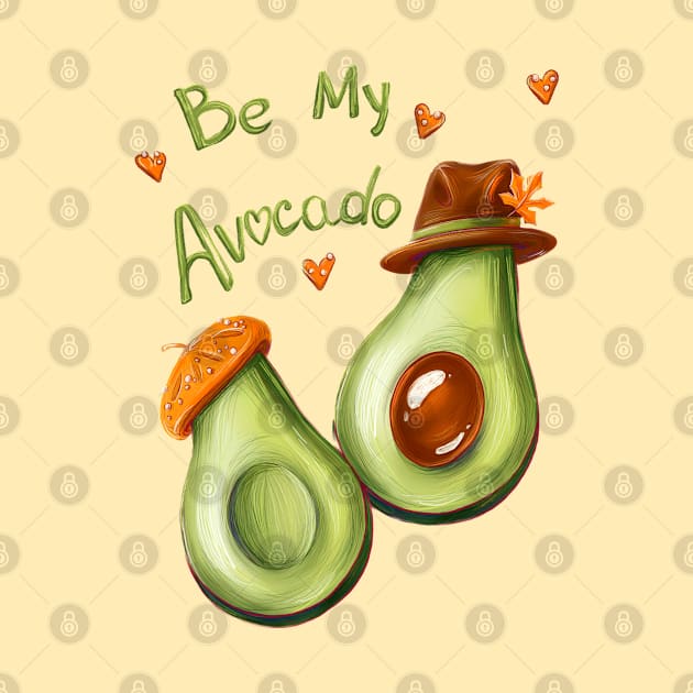 Be my avocado. Vegan healthy Art for couple in love by Elishas art original 